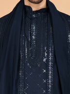Vastranavya Navy Blue Exclusive Festival Wear Viscose Silk Thread & Sequence Embroidered Work Kurta with Dupatta | Grocsy