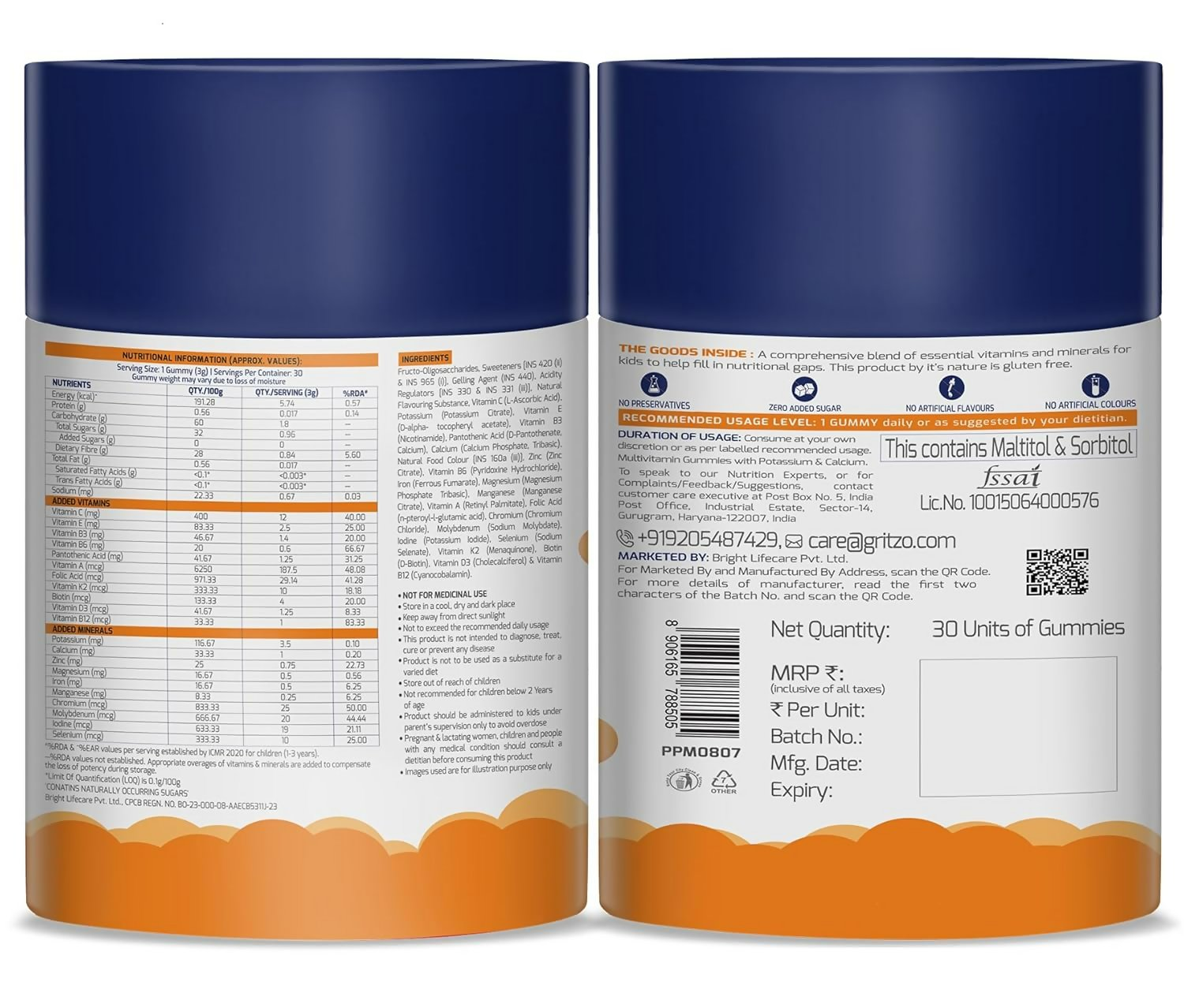 Gritzo SuperMilk Overall Growth (13+y Girls) (Double Chocolate ) with Super Gummies (Natural Orange Flavour) | Grocsy