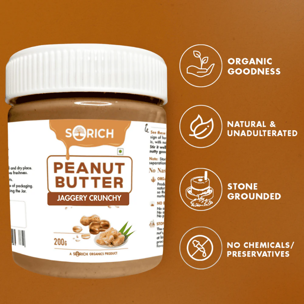 Sorich Organics Peanut Butter Jaggery Crunchy | Grocsy