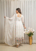 Joban Fashion White Georgette Sequence Embroidery Work Readymade Kurta Set | Grocsy