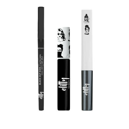 Elitty Eye Gotta Feeling Ultimate Black 3 in 1 Eyeliner, Kajal, Mascara Combo | Grocsy