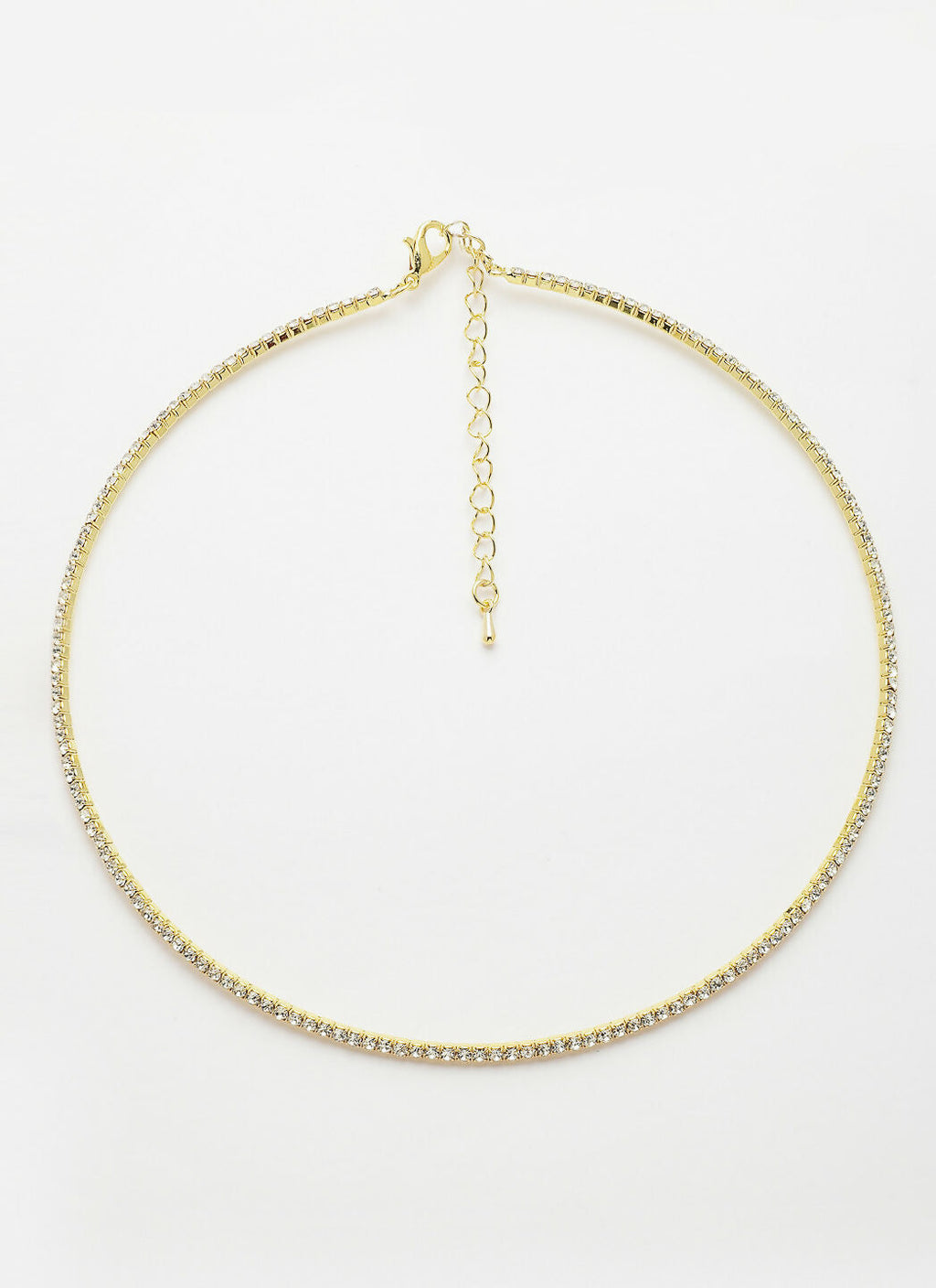 NVR Women's Gold-Toned CZ-Studded Choker Necklace | Grocsy