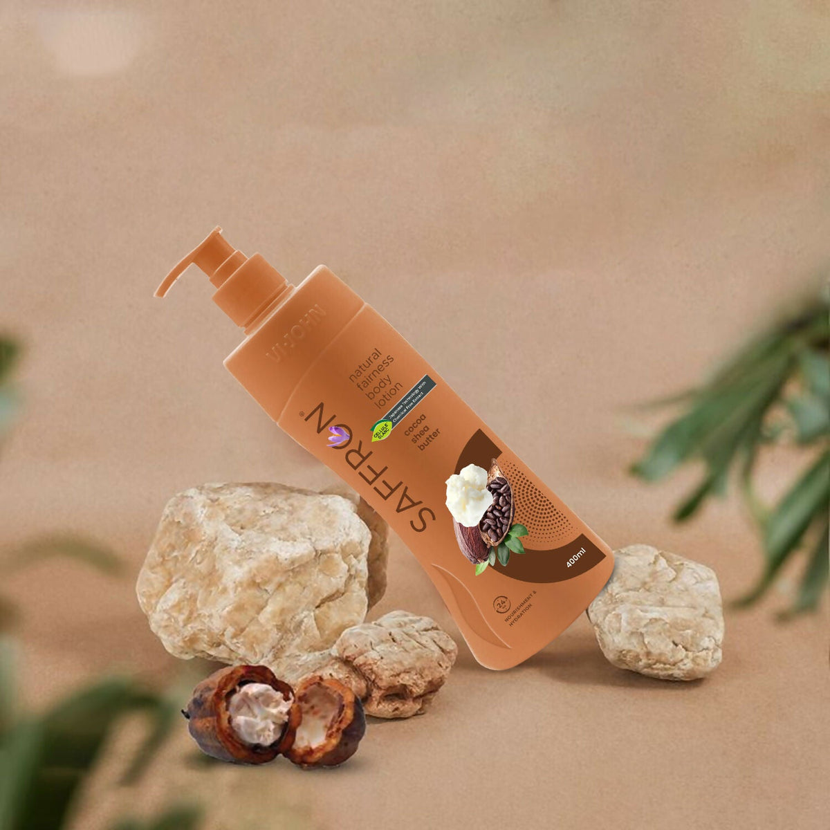 VI-JOHN Saffron Natural Fairness Body Lotion Cocoa Shea Butter Deep Nourishment Soft, Glowing Skin For All Skin Types | Grocsy