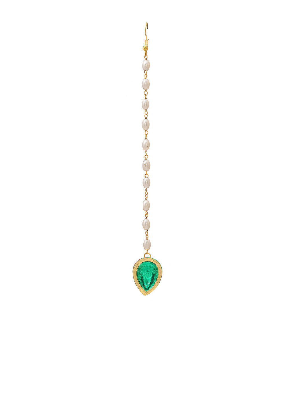 Ruby Raang Green Tear Drop Green Meenakari Maang Tikka | Grocsy
