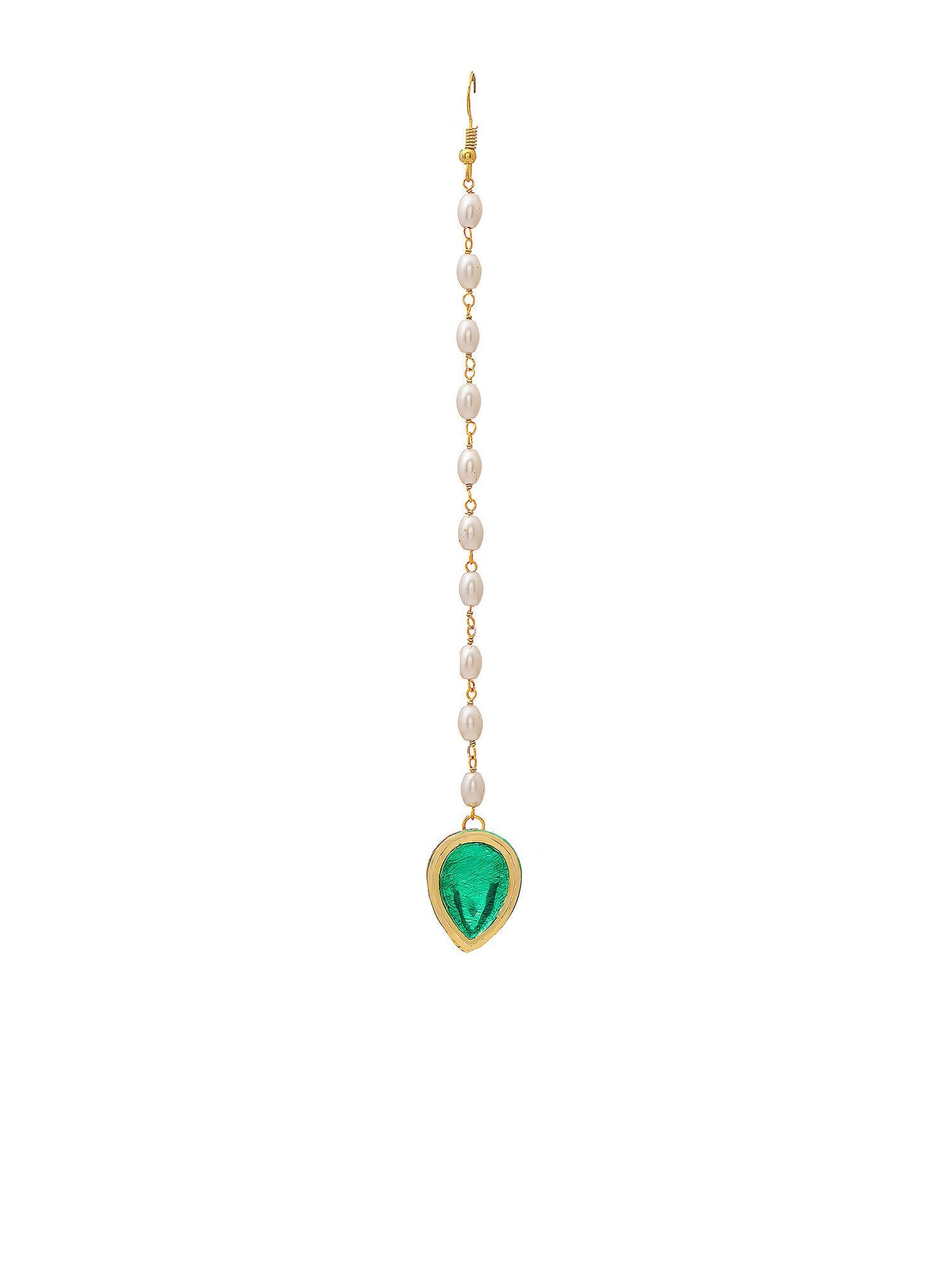 Ruby Raang Green Tear Drop Green Meenakari Maang Tikka | Grocsy