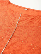 Ahalyaa Women's Traditional wear Kurta Set - Orange | Grocsy