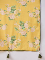 Mustard Chiffon Floral Printed Saree with Stitched Blouse - Dharavi | Grocsy