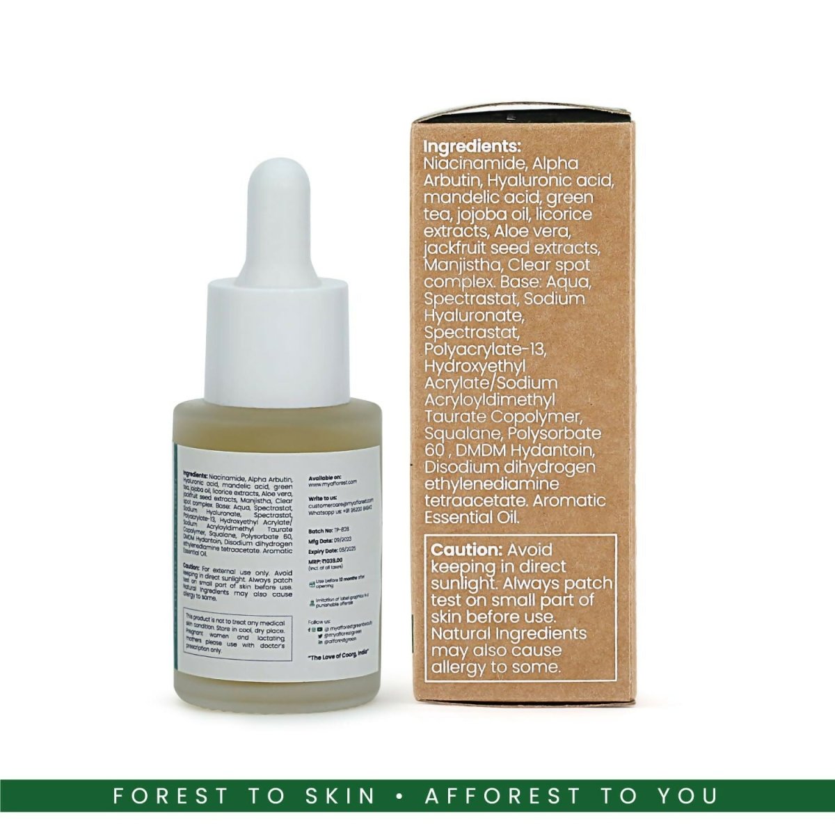 Afforest Jackfruit Bedtime Serum with 0.3% Alpha Arbutin, 1% Hyaluronic acid, Jackfruit seed extracts | Grocsy