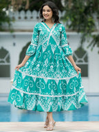 The52 Women's Gorgeous Flared Printed French Crepe Dress | Grocsy