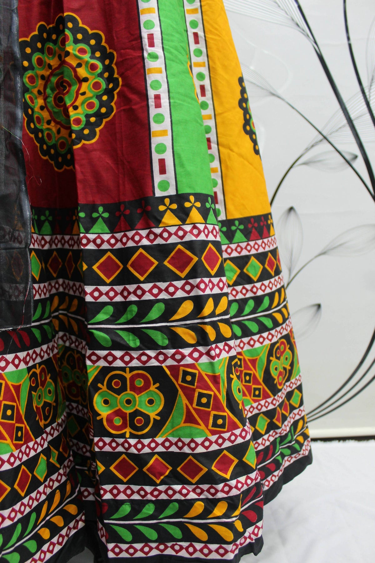 Multi Color Pure Cotton Hand Block Print Navratri Lehenga Choli with Dupatta - Raas | Grocsy