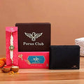Traditional Kundan Rakhi And Black Men's Wallet | Grocsy