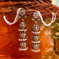 Joban Fashion Layered Jhumka Earrings With Earchains - Golden