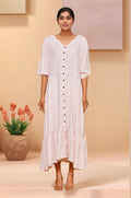 Joban Fashion Light Pink Flower Printed Riyon Maxi Dress | Grocsy