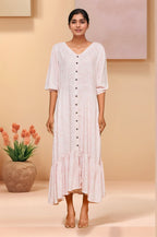 Joban Fashion Light Pink Flower Printed Riyon Maxi Dress | Grocsy