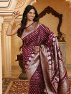 Shree Shyam Fashion Banarasi Silk Purple Saree | Grocsy