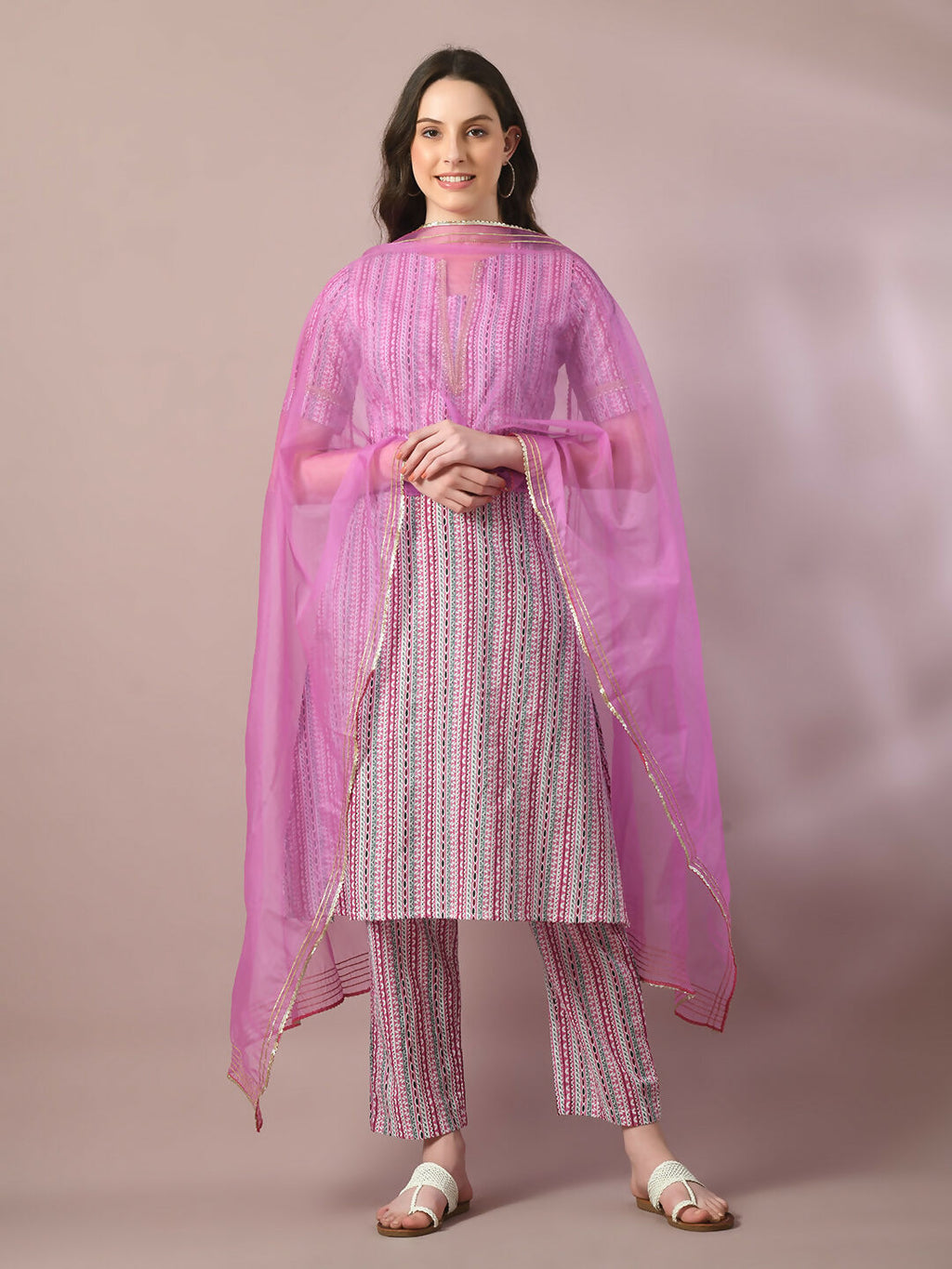 Myshka Women's Multi Printed Cotton Straight Party Kurta Set With Dupatta | Grocsy