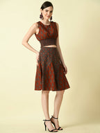 Myshka Women's Rust Ethnic Motifs Printed Top | Grocsy