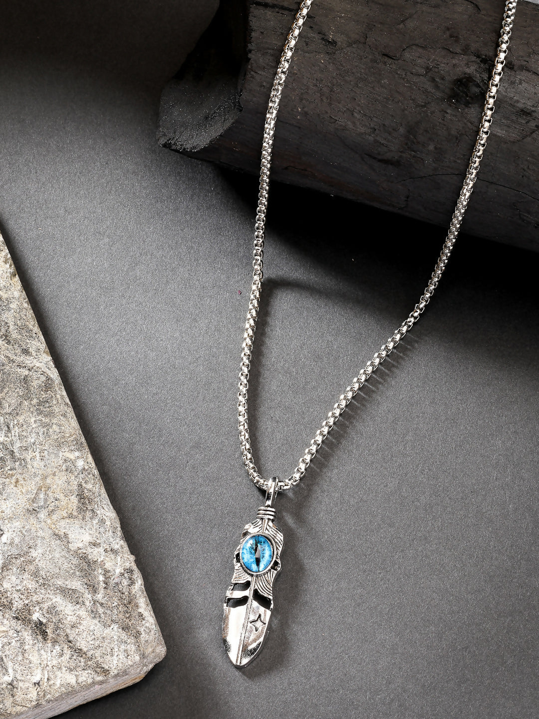 NVR Men's Silver-Plated Stainless Steel Pendant with Chain | Grocsy