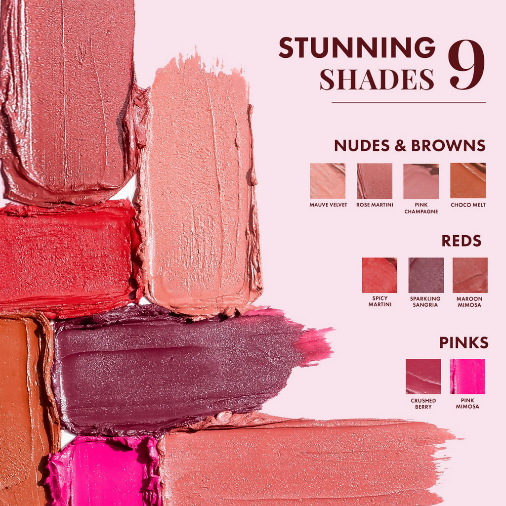 mCaffeine Shades Creamy Matte Kiss Bullet Lipstick Moisturizing Lightweight - Sparkling Sangria | Grocsy