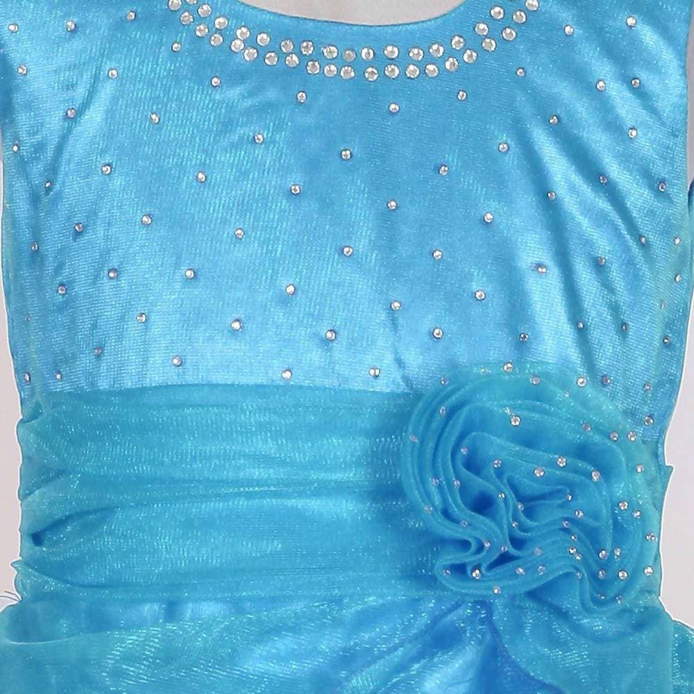 Asmaani Baby Girl's Sky Blue Satin Knee Length Frock (AS-DRESS-22142) | Grocsy