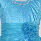 Asmaani Baby Girl's Sky Blue Satin Knee Length Frock (AS-DRESS-22142) | Grocsy