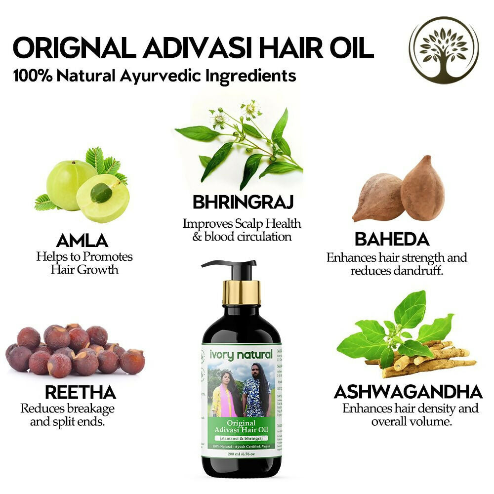 Ivory Natural Adivasi Hair Oil For Growth Of Hair, Hair Strengthening & Nourishment | Grocsy