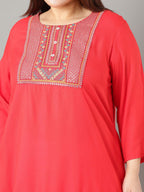 Sztori Floral Embroidered Yoke Design Sequined Straight Kurta | Grocsy