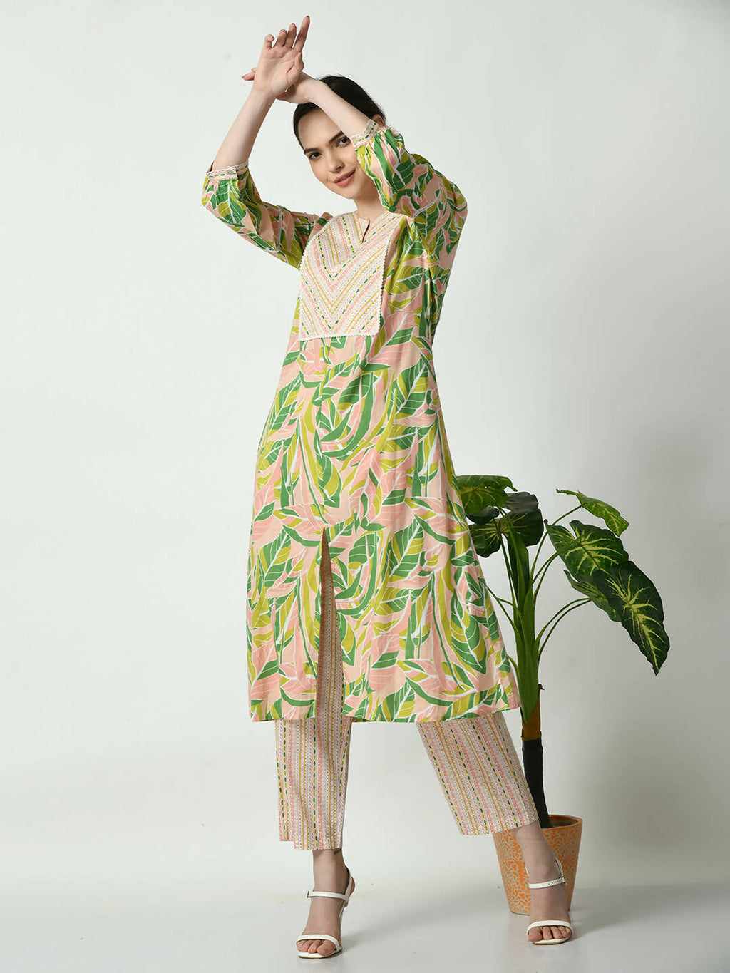 Myshka Women's Multi A-Line Kurta & Palazzos | Grocsy
