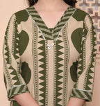 Miravan Womens Polka Dot Printed V-Neck Kurta With Palazzo And Dupatta Set | Grocsy