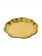 Spillbox Gold-Toned Brass Zig Zag Round Thali Round Pooja Essential | Grocsy