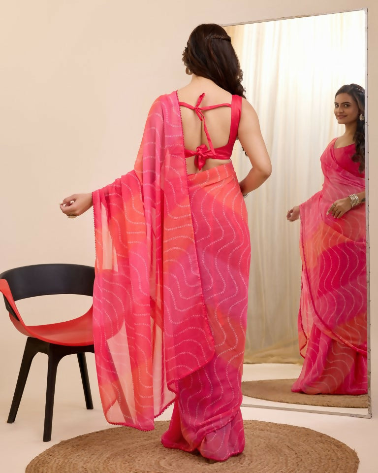 Gajri Georgette Designer Printed Ready To Wear Saree - Ibiza | Grocsy