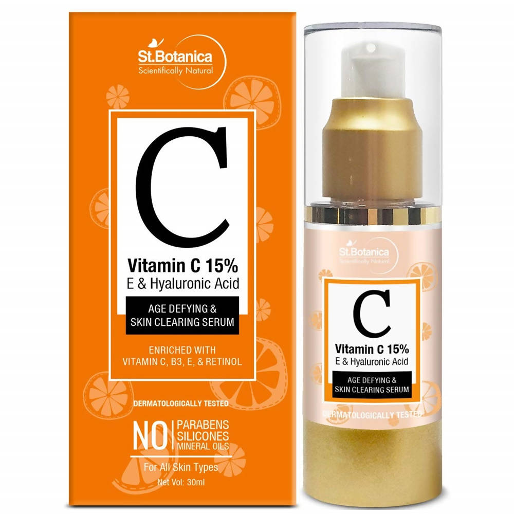 St.Botanica Vitamin C 15% E & Hyaluronic Acid, Age Defying & Skin Clearing Serum | Grocsy