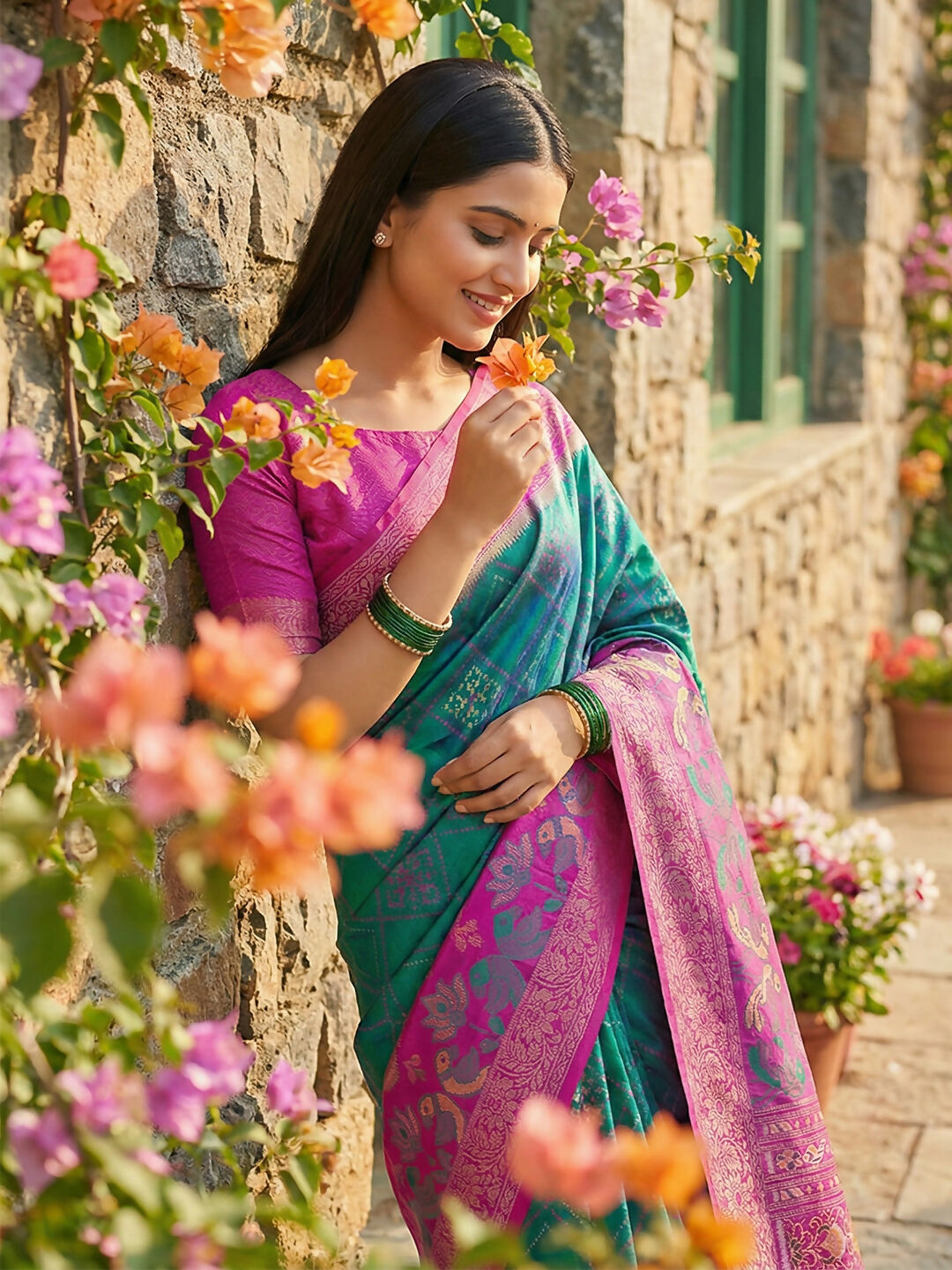 Shree Shyam Fashion Sky Blue Pochampally Silk Saree | Grocsy