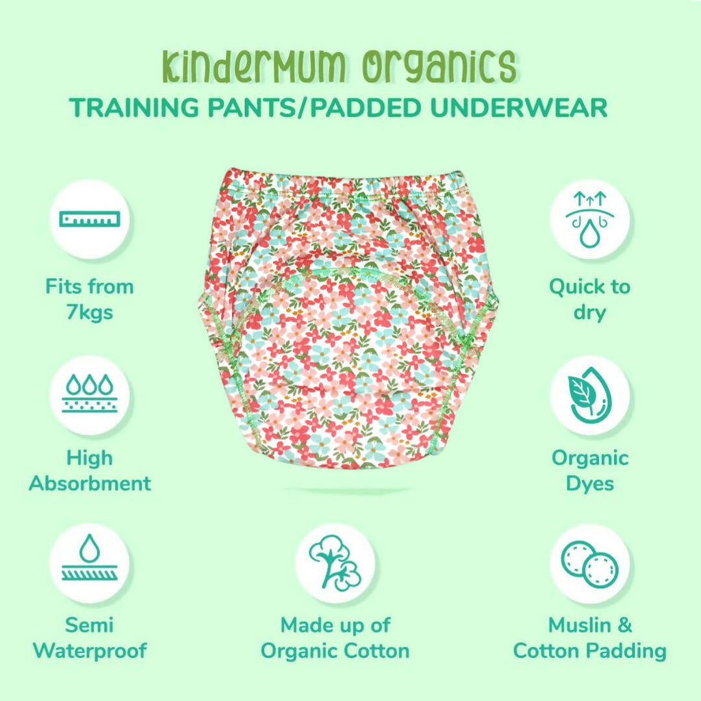 Kindermum Cotton Padded Pull Up Training Pants/ Padded Underwear-Autumn Rains For Kids- Set of 3 pcs | Grocsy