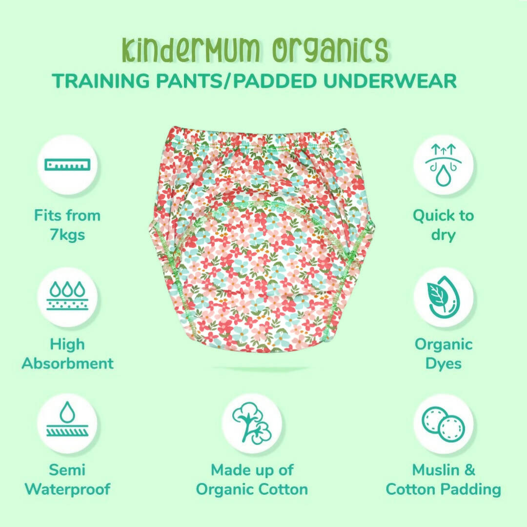 Kindermum Cotton Padded Pull Up Training Pants/ Padded Underwear-Autumn Rains For Kids- Set of 3 pcs | Grocsy