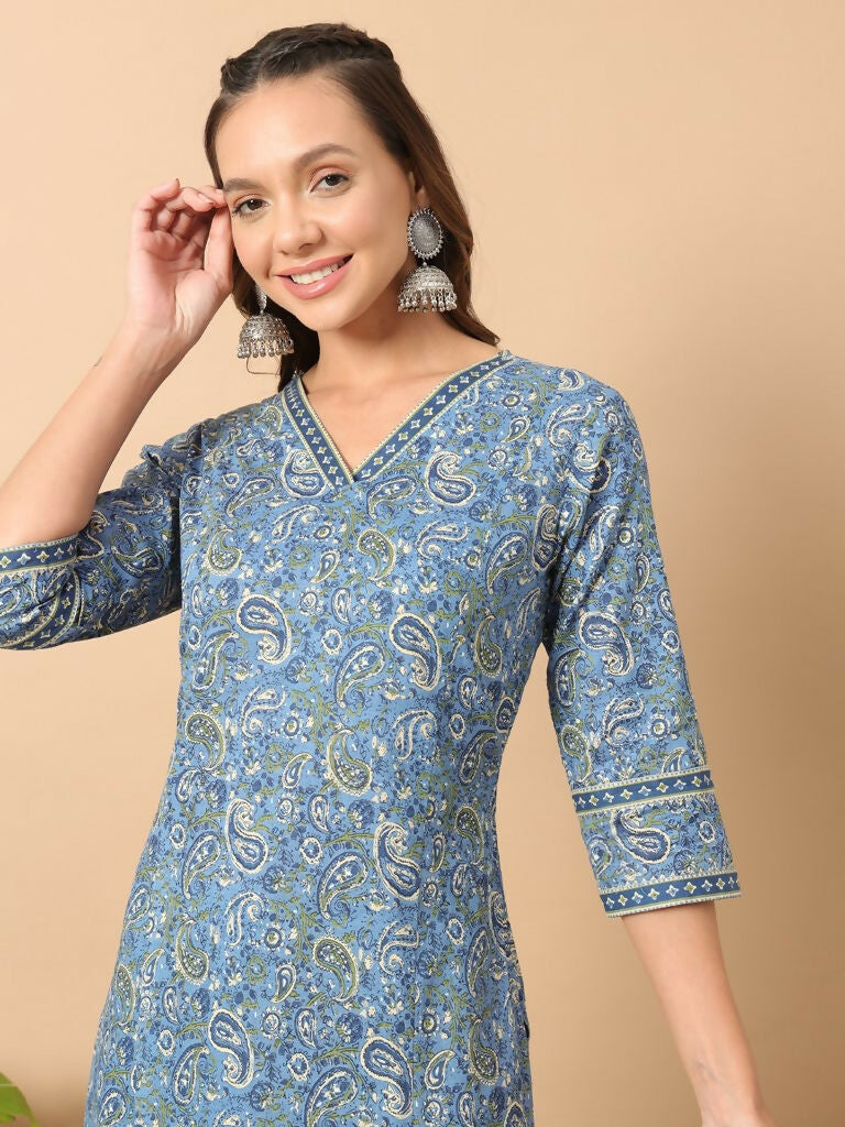 FIORRA Women's Wine Cotton Straight Kurta Set | Grocsy