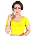 Vamika Yellow Lycra Plain Blouse | Grocsy