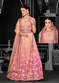 Peach Net Semi-Stitched Bridal Lehenga - Nimayaa Bonanza | Grocsy