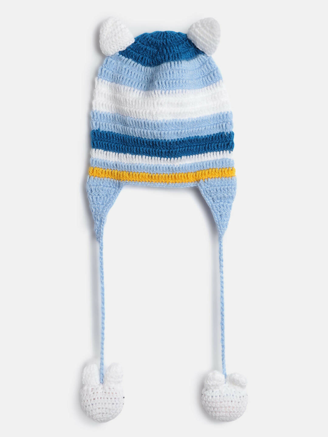 Chutput Kids Woollen Hand Knitted Cat Detail Cap - Blue | Grocsy