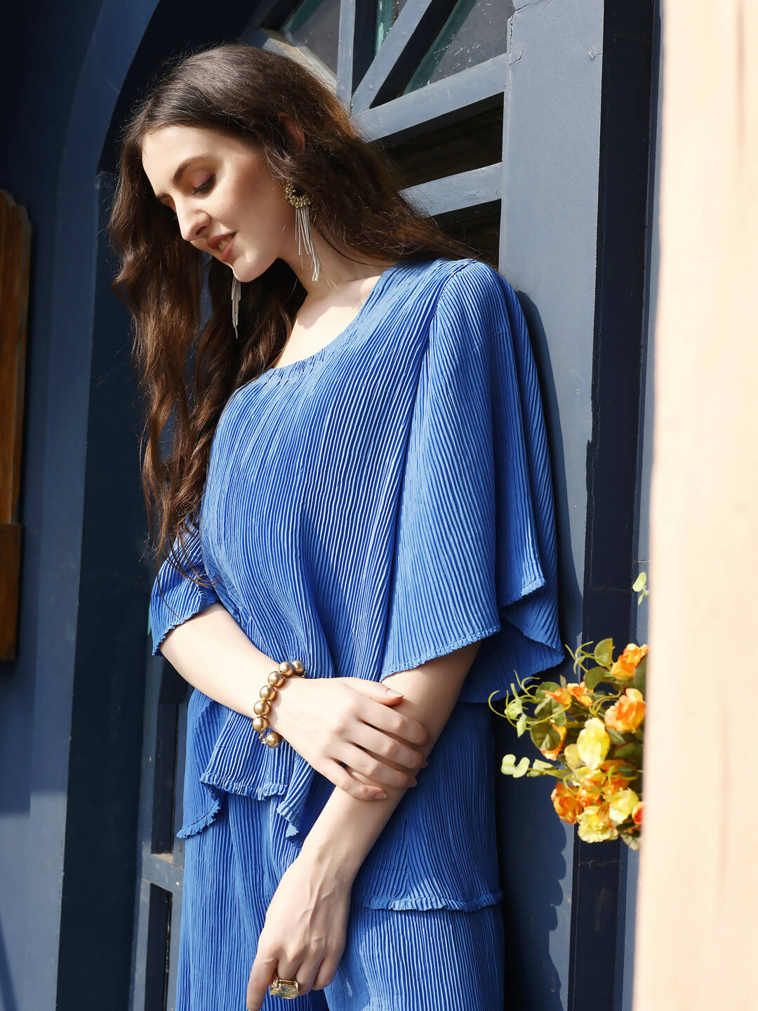 Blue Crush Plain Top with Matching Bottom - Eesha | Grocsy