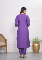 Purple Viscose Silk Embroidery with Thread and sequence Stitched Suit With Dupatta - Tanisha | Grocsy