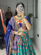 Yash Enterprise Firozi Silk Embroidery Semi Stitched Navratri Chaniya Choli | Grocsy