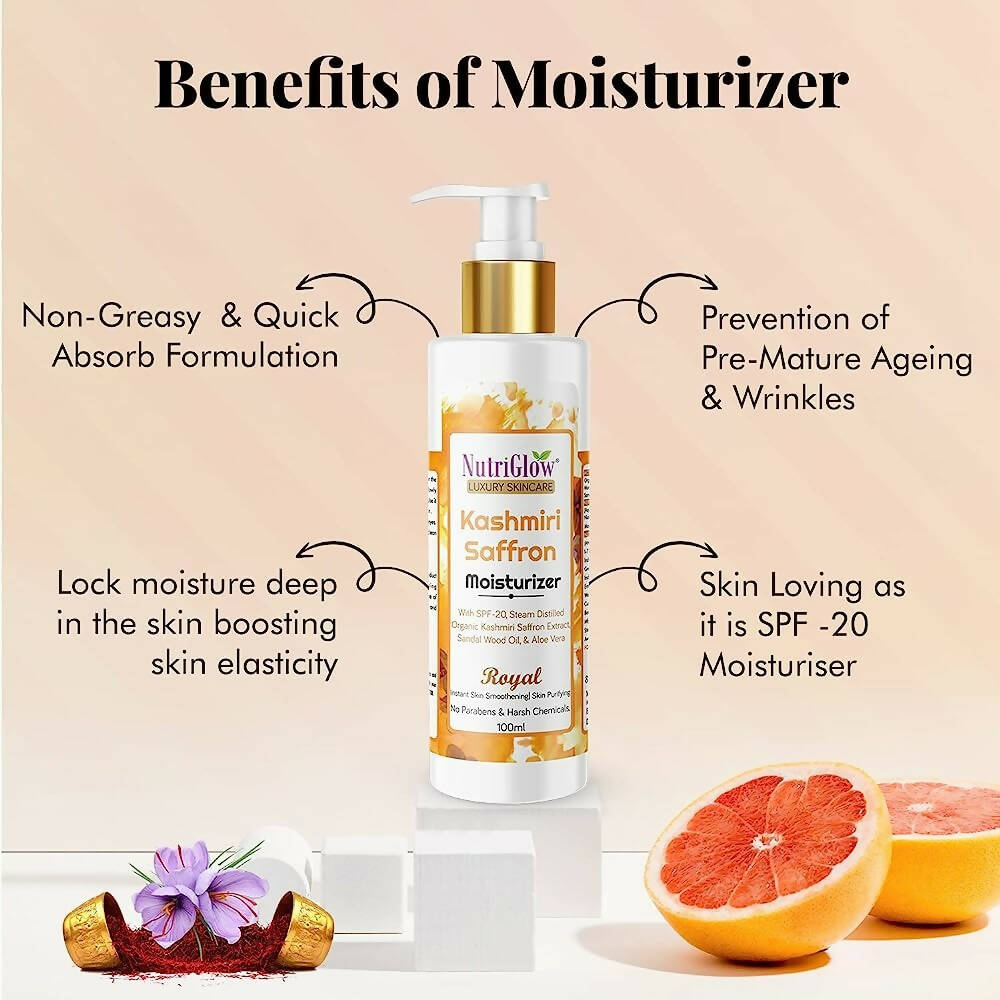 NutriGlow Luxury Skincare Kashmiri Saffron Moisturizer with SPF 20 | Grocsy