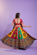 Multi Color Pure Cotton Hand Block Print Navratri Lehenga Choli with Dupatta - Raas | Grocsy