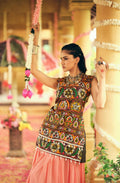 Teeya Creation Peach Colour Rayon Silk Embroidery Work Fully Stitched Navratri Lehenga | Grocsy