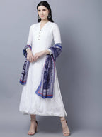 Myshka Women White Anarkali Kurta With Dupatta | Grocsy