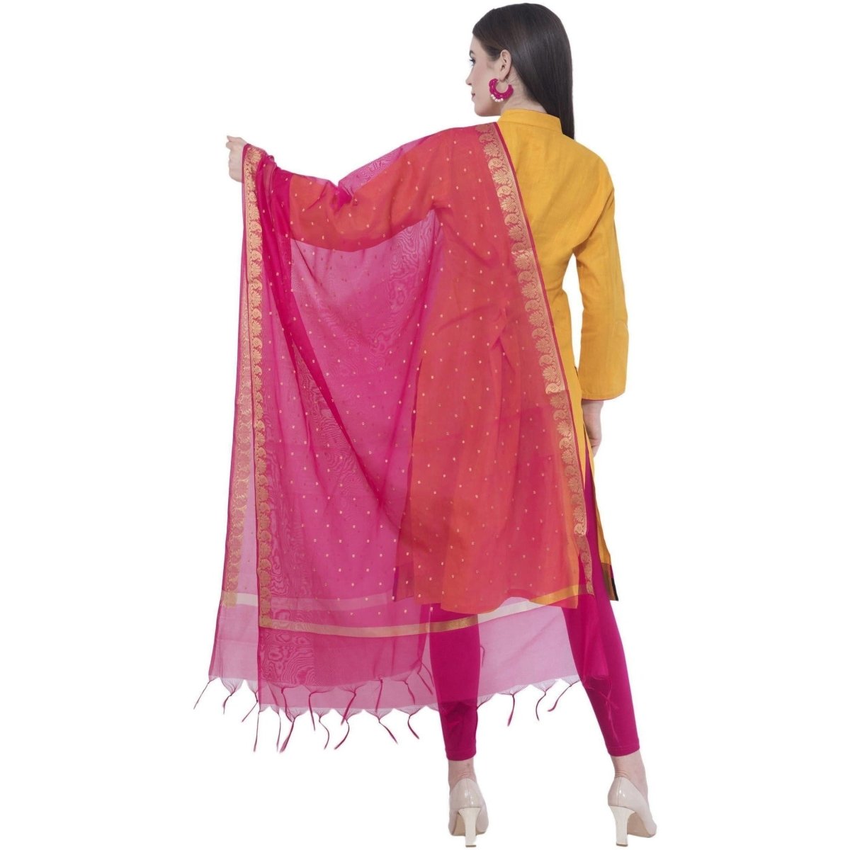 A R Silk Magenta Color VNS Border Buti Dupattas and Chunnis | Grocsy