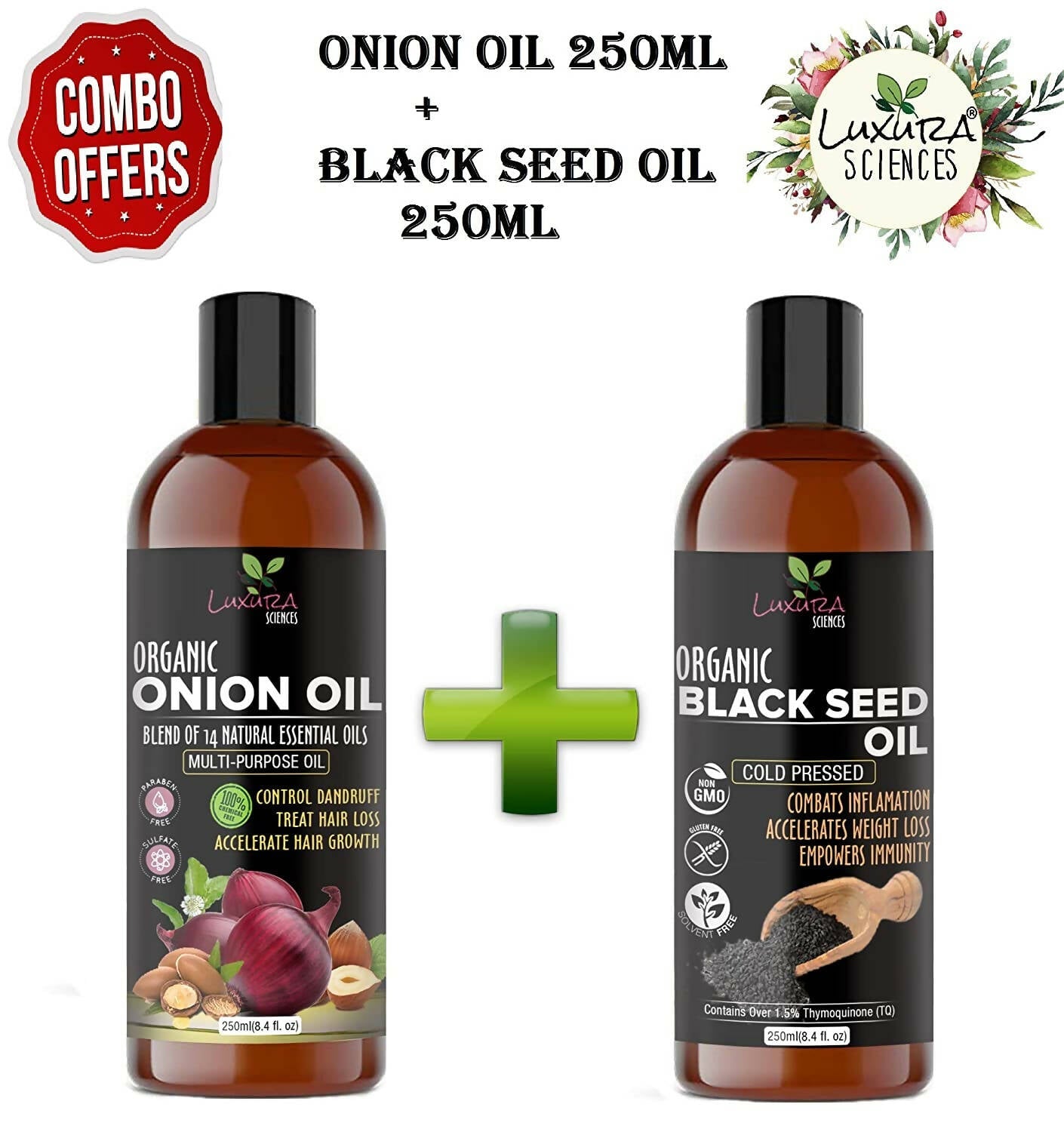 Luxura Sciences Onion Oil and Black Seed Oil | Grocsy