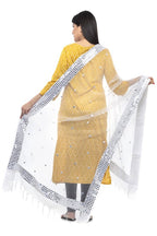 Mominos Fashion White 6 Line Mirror Border Dupatta | Grocsy