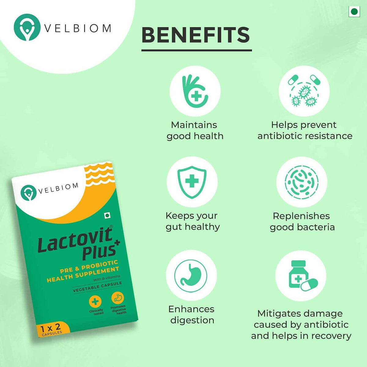 Velbiom Lactovit Plus Probiotics For Men | Grocsy